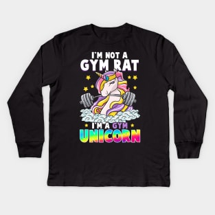 Unicorns Im Not A Gym Rat Im A Gym Unicorn Kids Long Sleeve T-Shirt